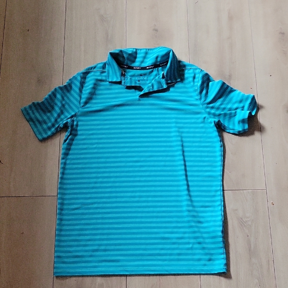 Nike Blue Striped Polo Shirt
